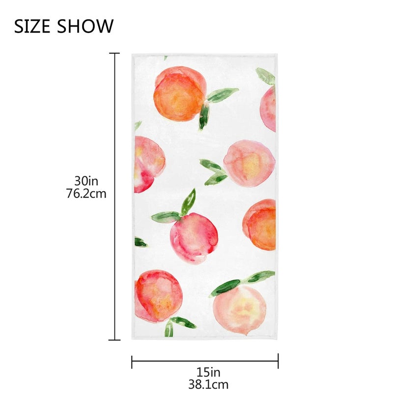 ZZAEO Watercolor Peach Towel Cute Fruit Hand Towel, 30 x 15 inch Thin Lightweight Soft Fingertip Towel for Home Bathroom Theme Decor - Image 3